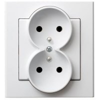 OSPEL SONATA Gniazdo podwójne z uziemieniem kompletne, białe KOD GP-2RZ/00