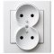 OSPEL SONATA Gniazdo podwójne z uziemieniem kompletne, białe KOD GP-2RZ/00