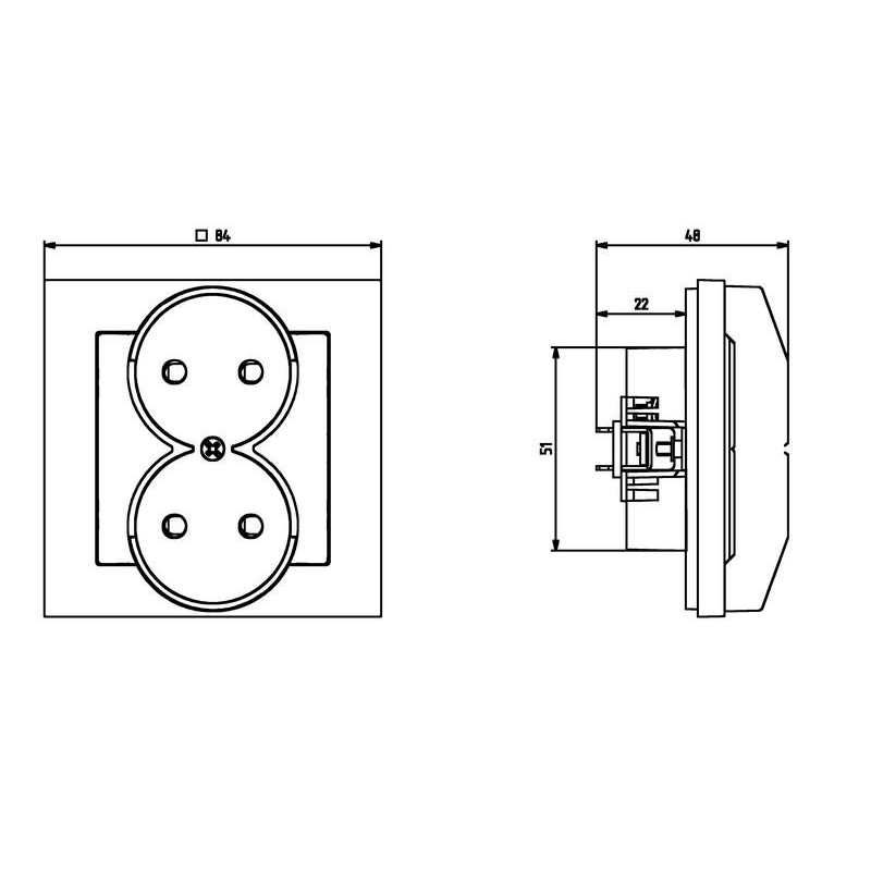 OSPEL SONATA Gniazdo podwójne z uziemieniem kompletne, białe KOD GP-2RZ/00