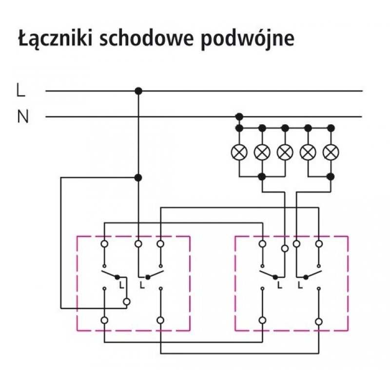 OSPEL As Łącznik schodowy podwójny, 10AX, biały KOD ŁP-10G/M/00