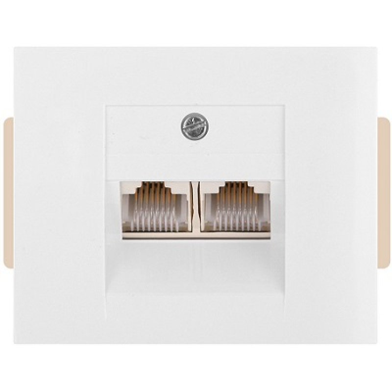 ONNLINE OMEGA Gniazdo RJ45, podwójne, kat. 5, białe KOD RJ45 - 5CAT/O2 N BIAŁY