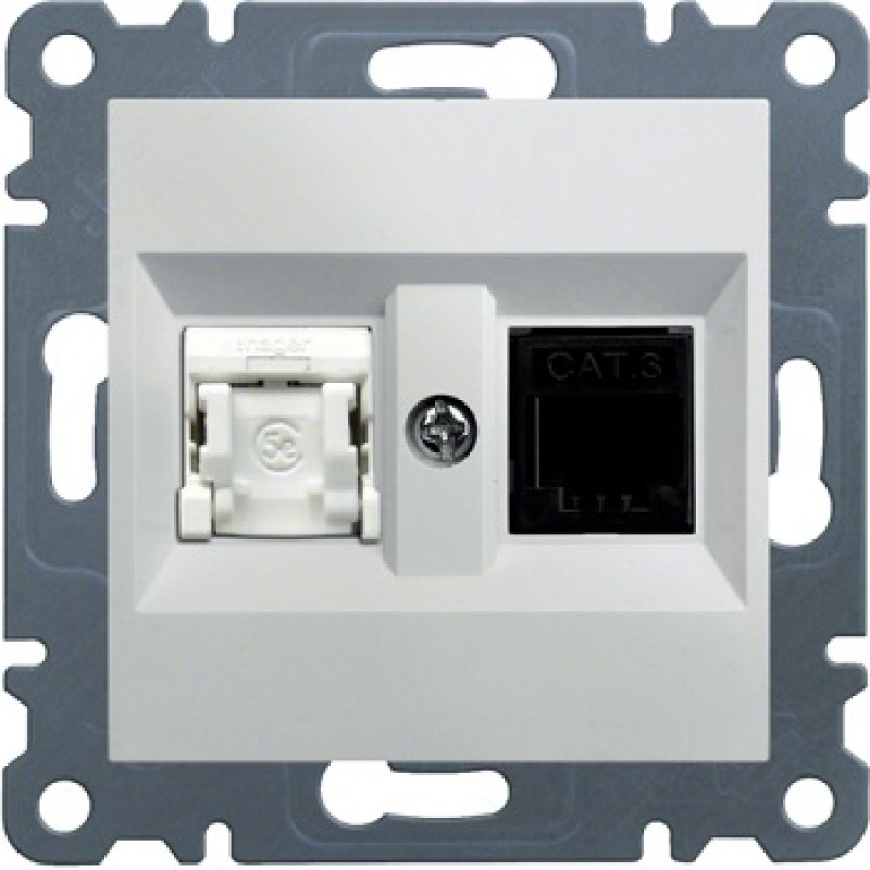 HAGER LUMINA Gniazdo RJ11/12+RJ45, kat. 5E, białe KOD WL2210