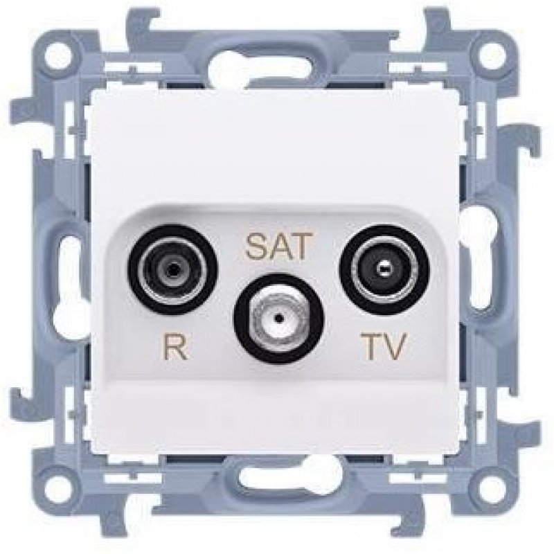KONTAKT SIMON Simon 10 Gniazdo antenowe R-TV-SAT przelotowe, 10dB, BIAŁE Kod CASP.01/11