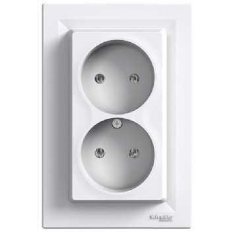 Schneider Electric Asfora, gniazdo podwójne bez uz., BIAŁE Kod EPH9700221