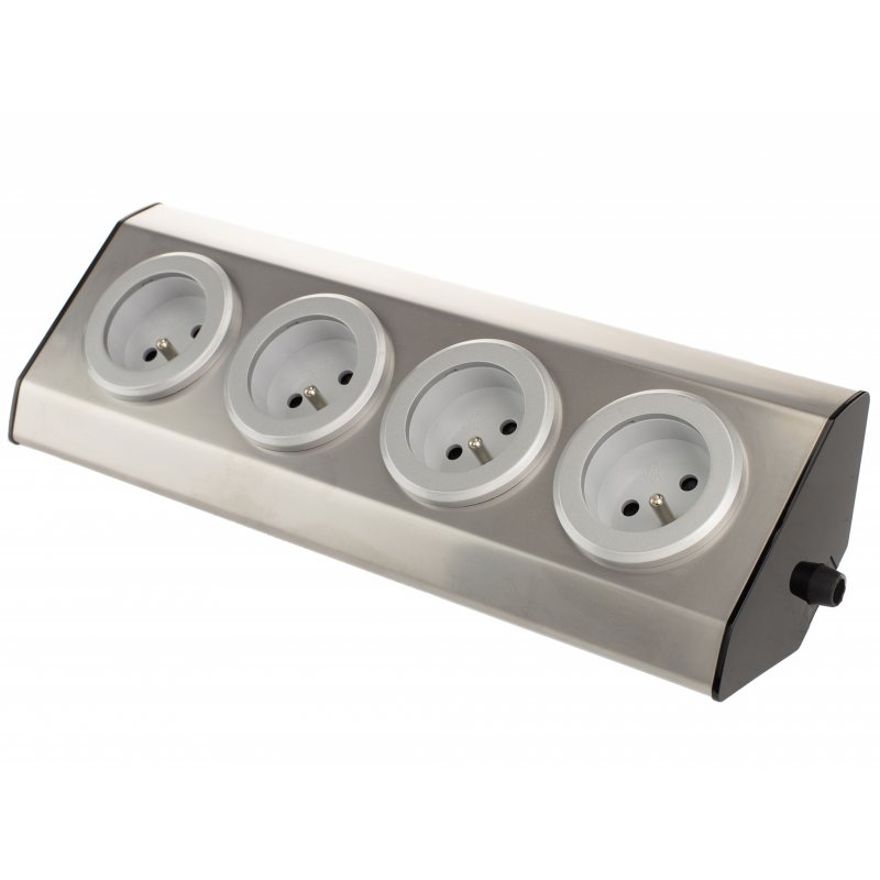 DPM Listwa przedłużacza blatowego STAL NIERDZEWNA 4 gniazda z uziemieniem Kod PF0400 