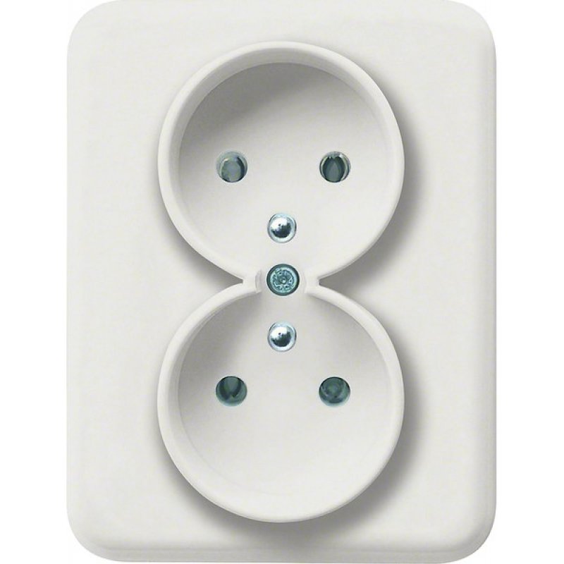 HAGER Lumina Gniazdo podwójne, z uziemieniem, kompletne, 250V/16A BIAŁY Kod WL1220