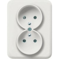 HAGER Lumina Gniazdo podwójne, kompletne, 230V/16A BIAŁY Kod WL1220