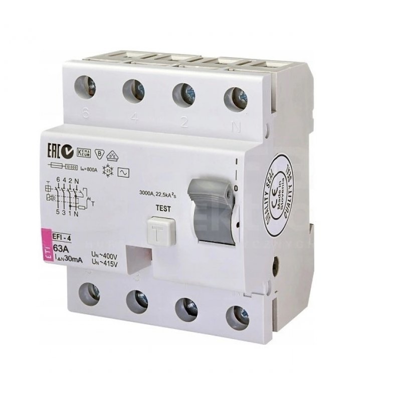 ETI, Wyłącznik różnicowoprądowy EFI-4 AC 63/0.03,  4-biegunowy KOD: 002062144