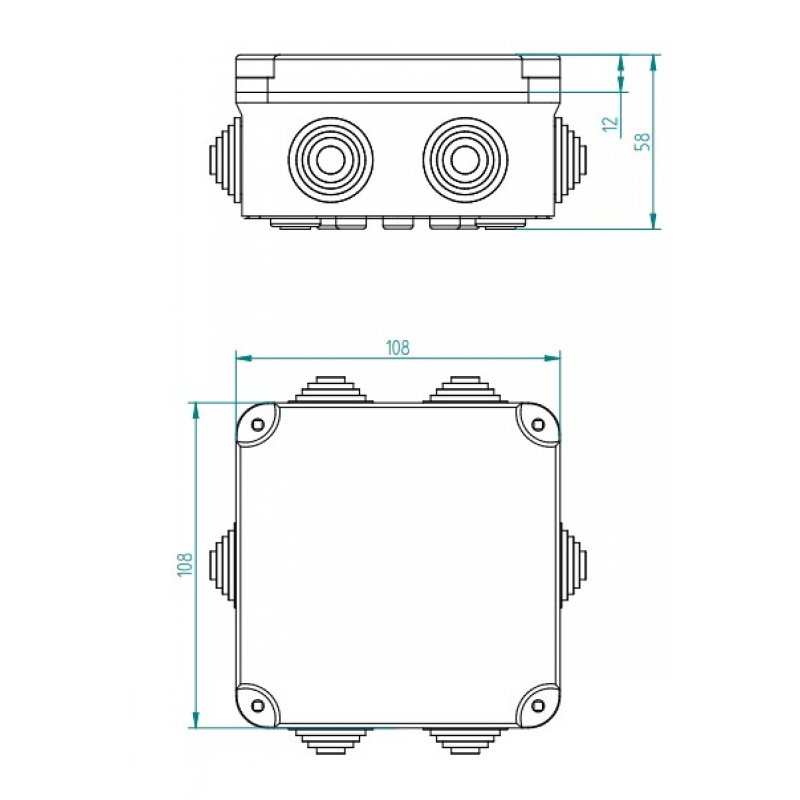 Elektro Plast PK-2 Puszka nt 6- wylotowa, pusta, IP55 KOD 0222-00 