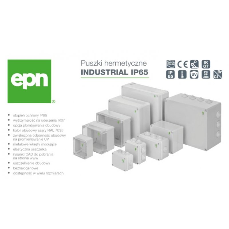 Elektro Plast INDUSTRIAL IP55 Puszka n/t 198x163x80 z 10 dławicami KOD 2711-02 