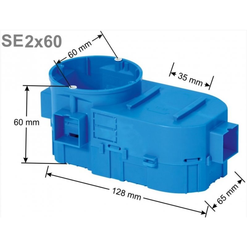 SIMET SE 2x60 Puszka podtynkowa 2 x 60 mm, głęboka, do elektroniki, szeregowa KOD 34117203 
