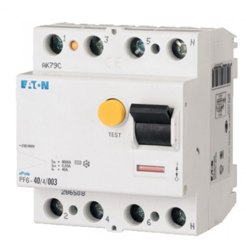 EATON PF6-40/4/03-A Wyłącznik różnicowoprądowy Typu A 4-biegunowy, 6kA KOD 112935