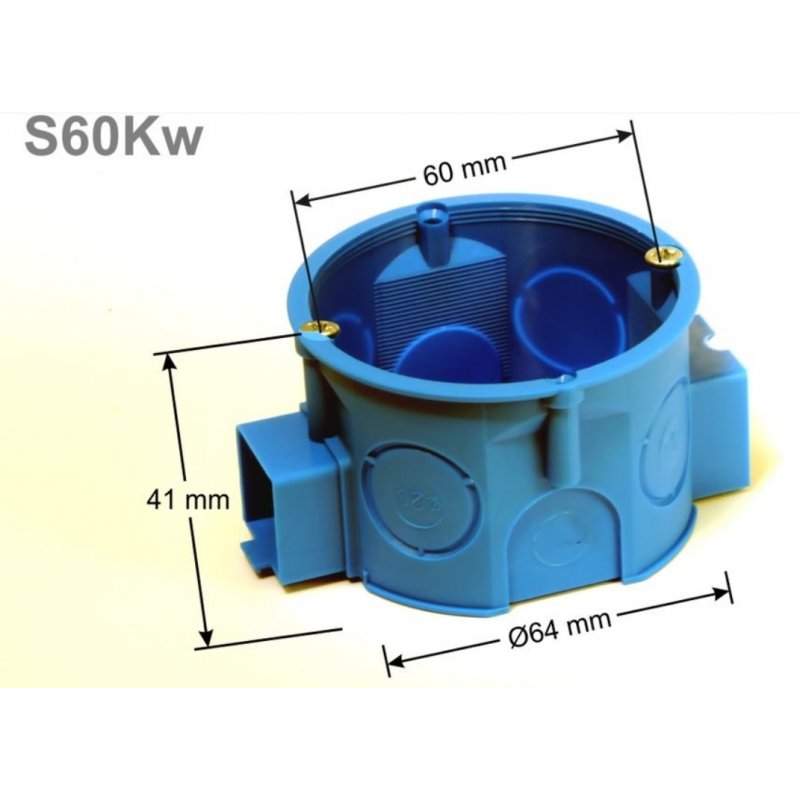 SIMET S60Kw Puszka podtynkowa 60mm, płytka, szeregowa, z wkrętami KOD 34068203 