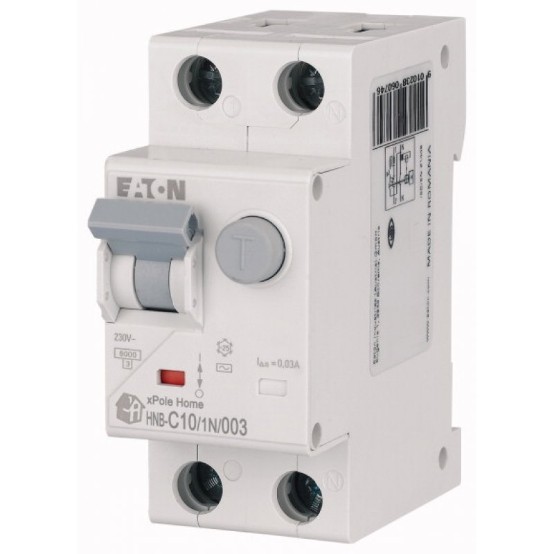 EATON, HNB-C10/1N/003, Wyłącznik różnicowoprądowy z modułem nadprądowym, 1bieg+N, typ AC, KOD: 195125
