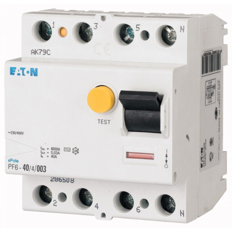 EATON PF6-40/4/01, Wyłącznik różnicowoprądowy typ AC (4bieg.) KOD: 286509