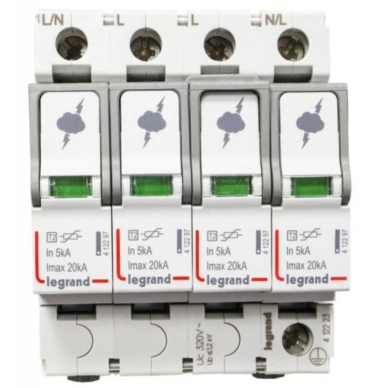 LEGRAND, Ogranicznik przepięć T2 20 KA 4P, Typ 2 KOD: 412223