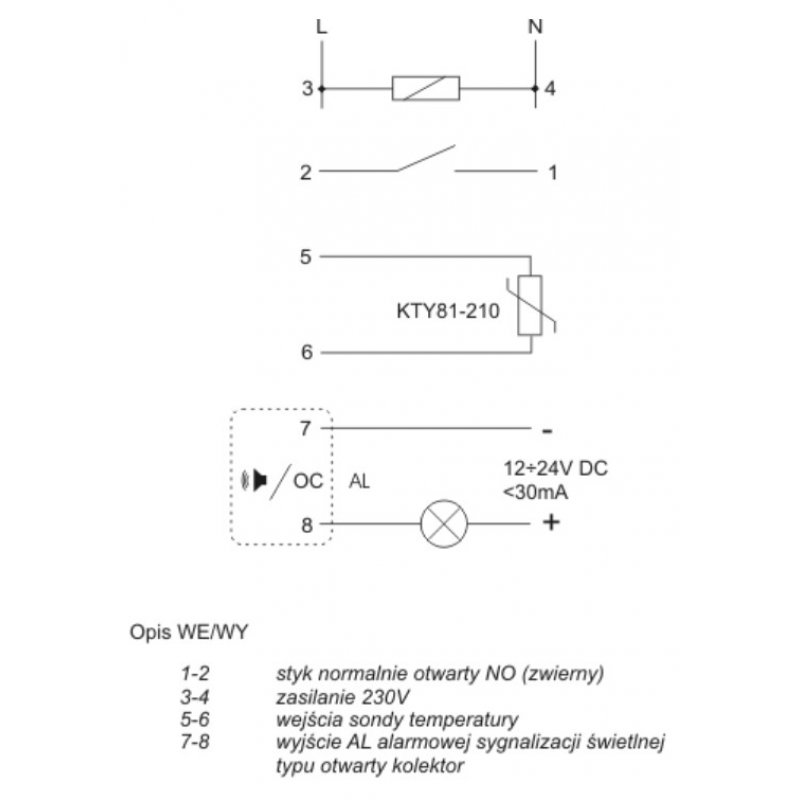 F&F RT-826 Cyfrowy regulator temperatury, zakres temp.  -25÷130ºC Kod RT-826 