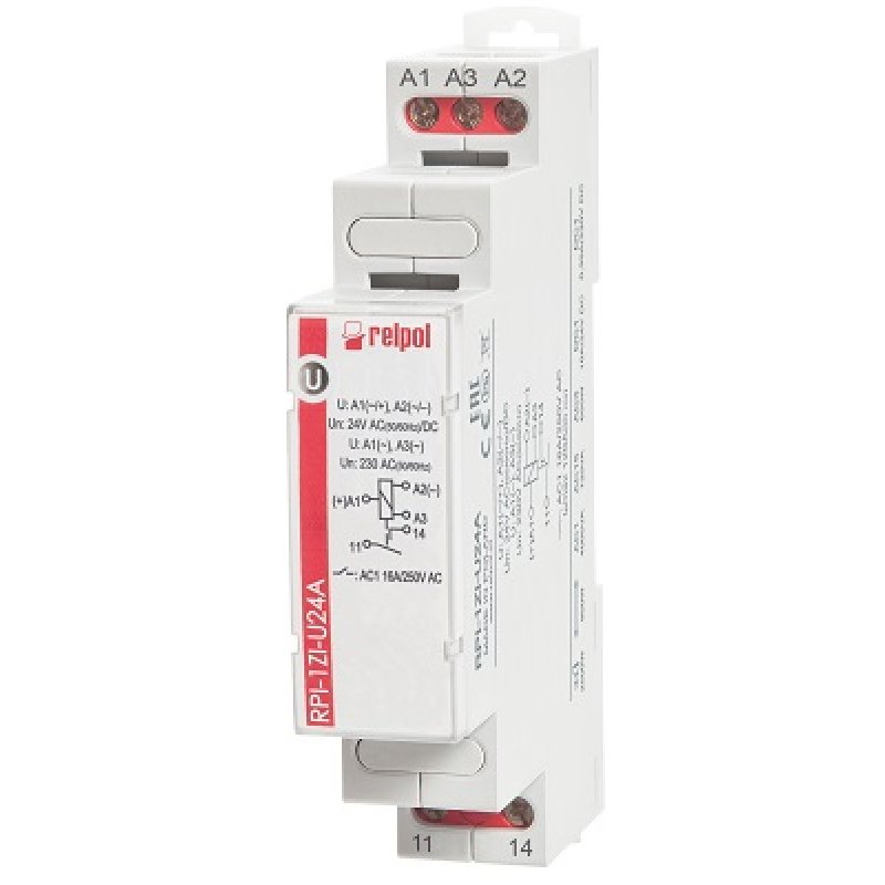 RELPOL Przekaźnik instalacyjny RPI-1ZI-U24A, 24 V, 1Z KOD 863377