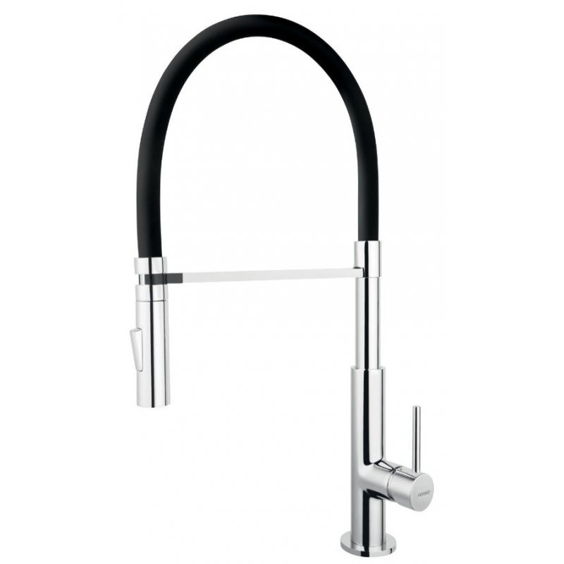 Ferro Libretto bateria zlewozmywakowa stojąca z wyciąganą elastyczną wylewką, CZARNA kod: BLE4B