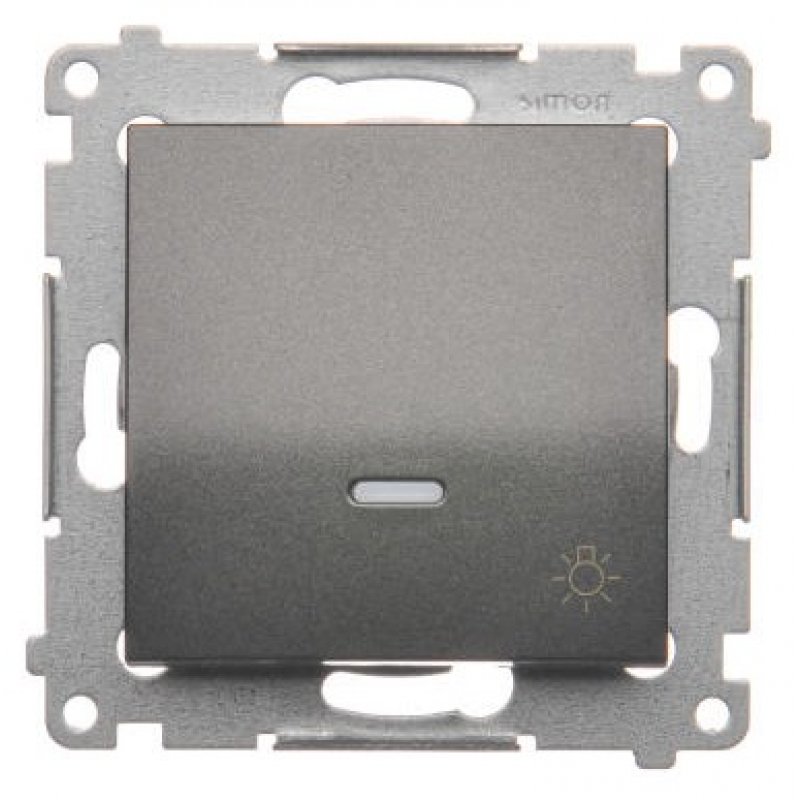 KONTAKT SIMON Simon 54 Przycisk "światło" z podświetleniem LED (moduł), 10AX, szybkozłącza, antracyt, metalizowany KOD DS1L.01/48
