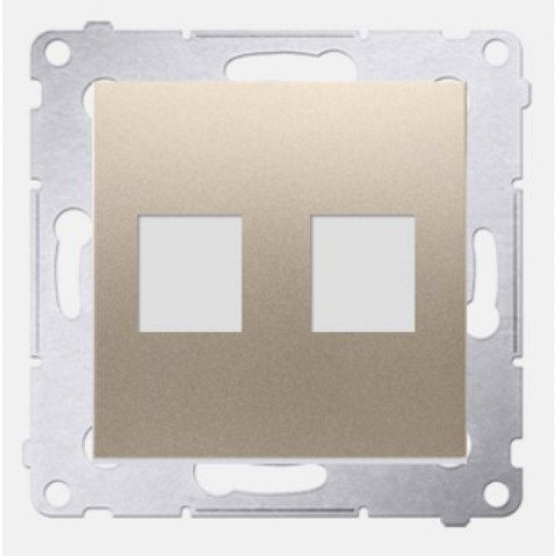 Kontakt Simon, Simon 54, Pokrywa gniazd teleinformatycznych na Keystone płaska podwójna, złoty mat, metalizowany Kod DKP2.01/44
