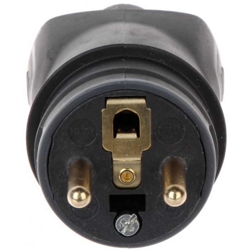 Legrand HELMO Wtyczka gumowa 2P+Z, IP44, zaciski śrubowe, czarna KOD 50114 