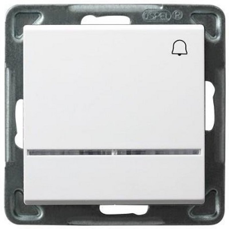 OSPEL SONATA Przycisk "Dzwonek" z podświetleniem, 10AX, biały KOD ŁP-6RS/M/00