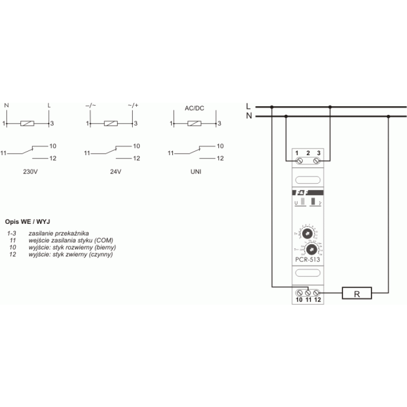 F&F Przekaźnik czasowy z opóźnionym załączeniem, 24V AC/FCKOD:  PCR-513-24V 