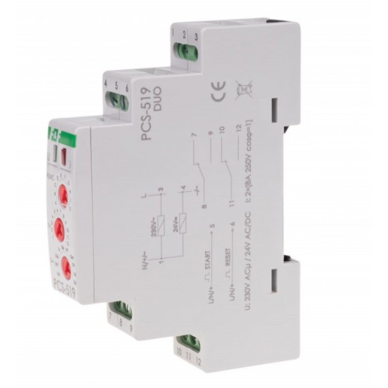 F&F Przekaźnik czasowy, 10-funkcyjny z wejściami START i RESET KOD: PCS-519 DUO 