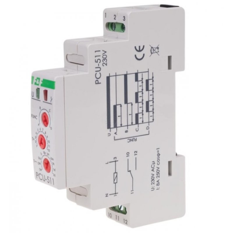 F&F Przekaźnik czasowy, opóźnione wył. i zał., praca cykliczna KOD: PCU-511  