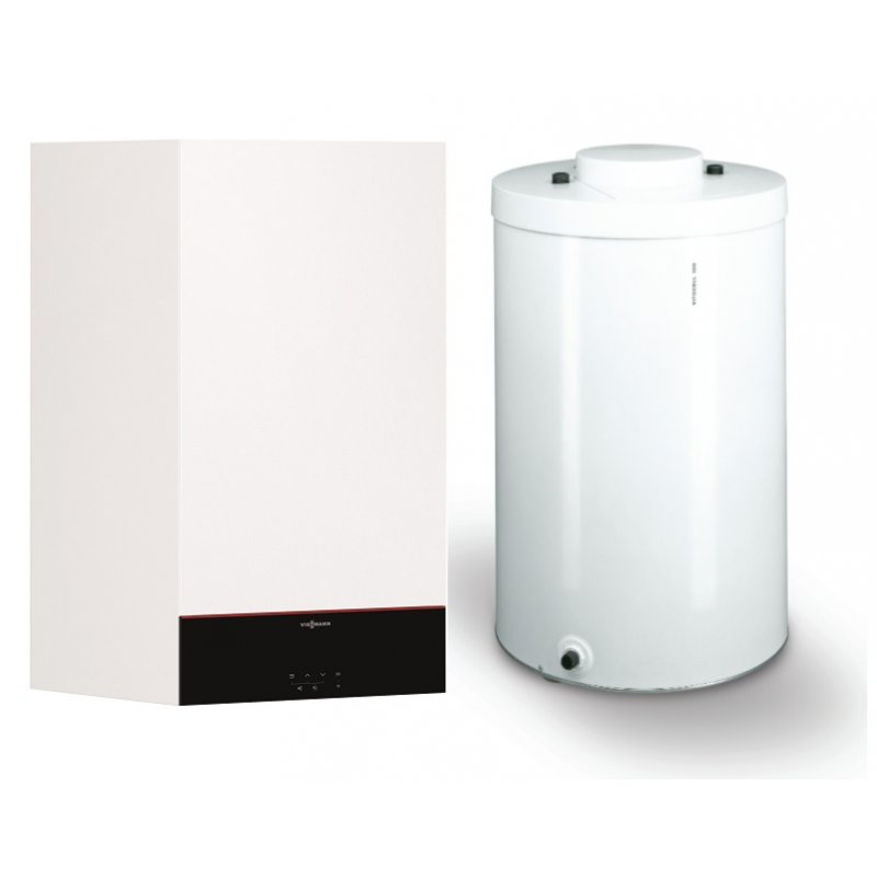 Viessmann VITODENS 100-W 19 kW Pakiet Kocioł + zasobnik Vitocell 200-V ze stali nierdzewnej 140l kod Z031473