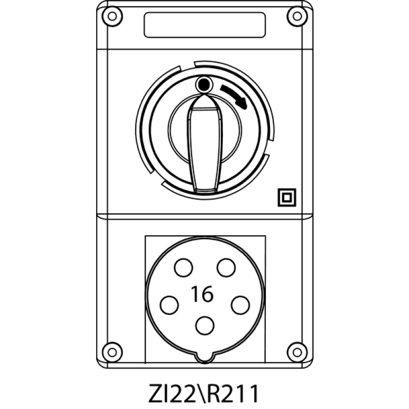 SPAMEL ZI2 Zestaw instalacyjny z rozłącznikiem 0-I, 3P+N+PE, 16A, M25x1.5 KOD: ZI22-R211 