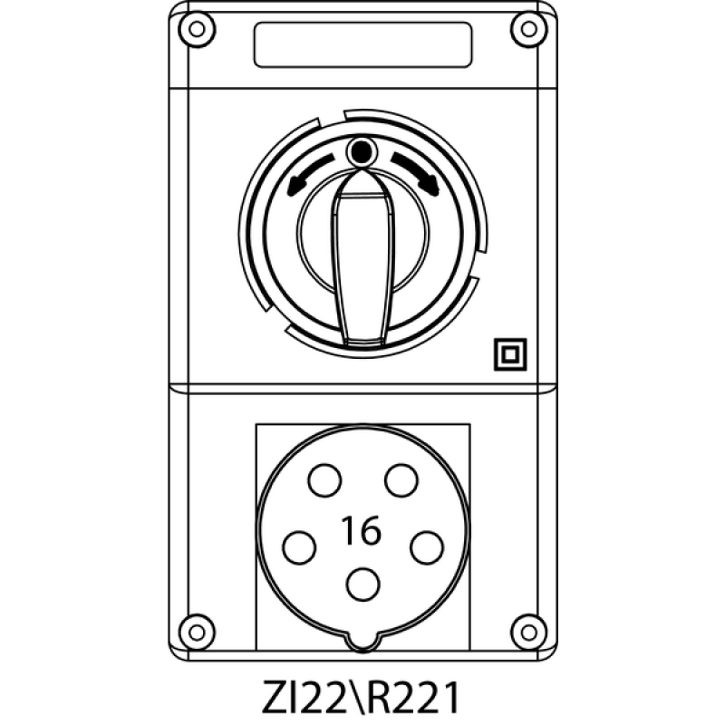 SPAMEL ZI2 Zestaw instalacyjny z rozłącznikiem L-0-P, 3P+N+PE, 16A, M25x1.5 KOD: ZI22-R221 
