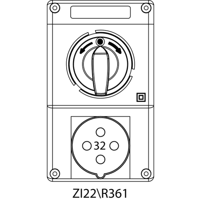 SPAMEL ZI2 Zestaw instalacyjny z rozłącznikiem L-0-P, 3P+PE, 32A, M32x1.5 KOD: ZI22-R361 