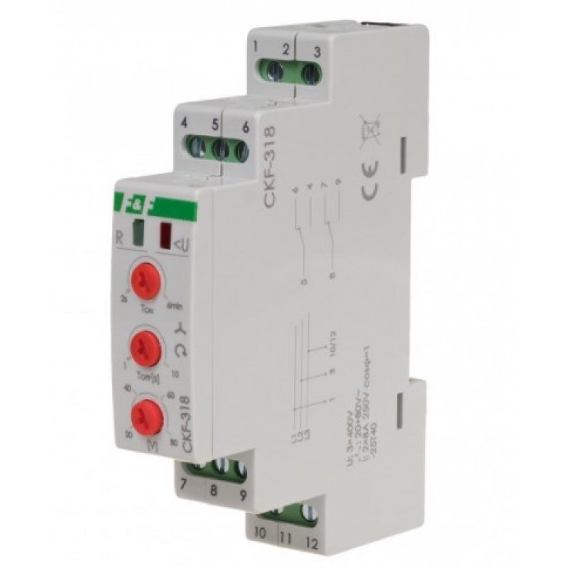 F&F CKF-318 Czujnik kolejności i zaniku fazy, Bez przewodu neutralnego Kod CKF-318 