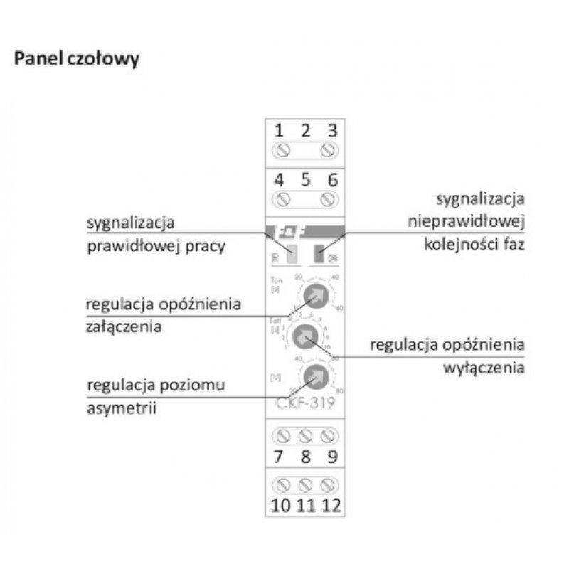 F&F CKF-319-TRMS Czujnik kolejności i zaniku fazy TrueRMS, do zabezpieczania silników elektrycznych zasilanych z sieci trójfazowej Kod CKF-319-TRMS 