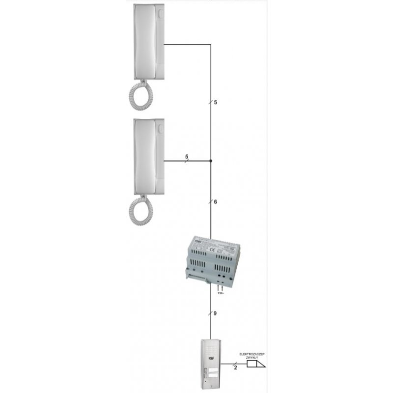 Miwi-Urmet SCAITEL/MIWUS Zestaw domofonowy anologowy dwurodzinny Kod 5025/322 