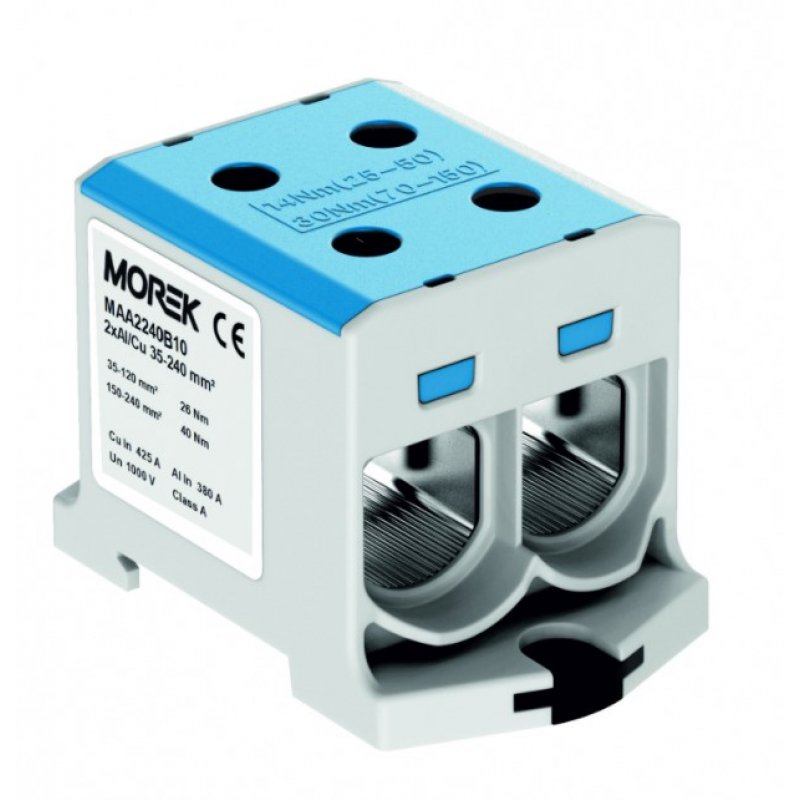 Blocco Distribuzione Per Cavi Al/CU 35-240 Mm² - Colore Blu, 1000V AC/DC - Foto 3