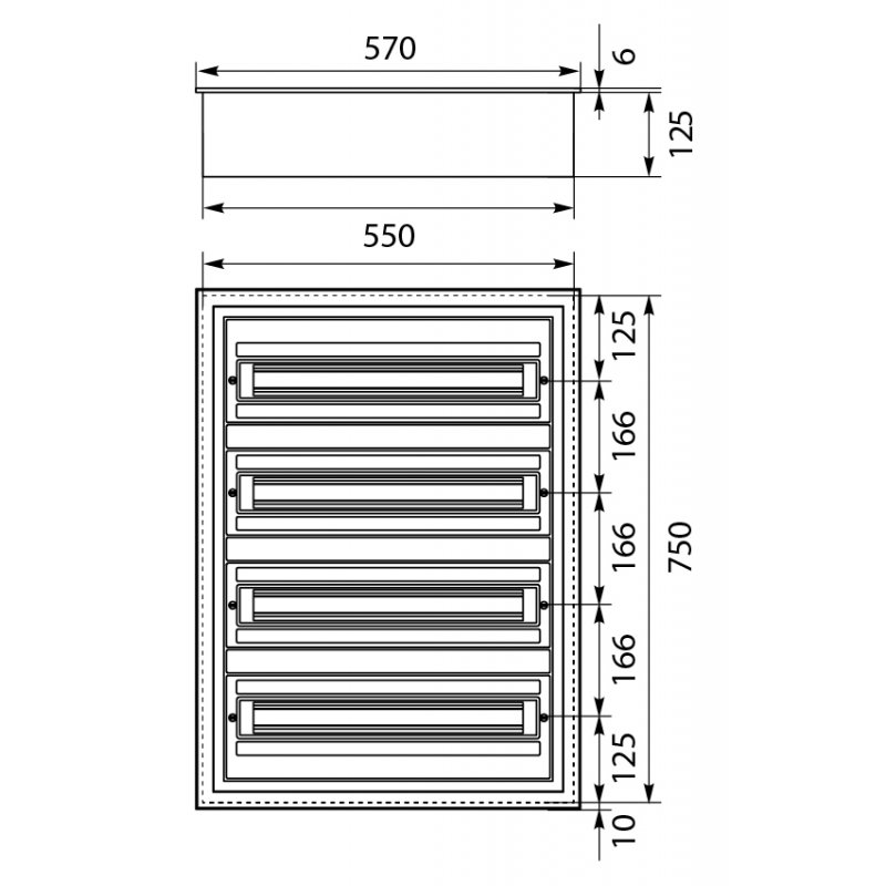 ELEKTRO PLAST Quiteline Rozdzielnica podtynkowa, 4x24 z drzwiami aluminiowymi KOD: 9.424 