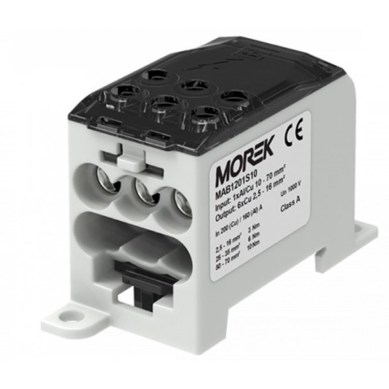 SIMET MAB1201S10 Blok rozdzielczy CU 1-potencjałowy 200 A (Cu), 160A (AL) Kod 89792002