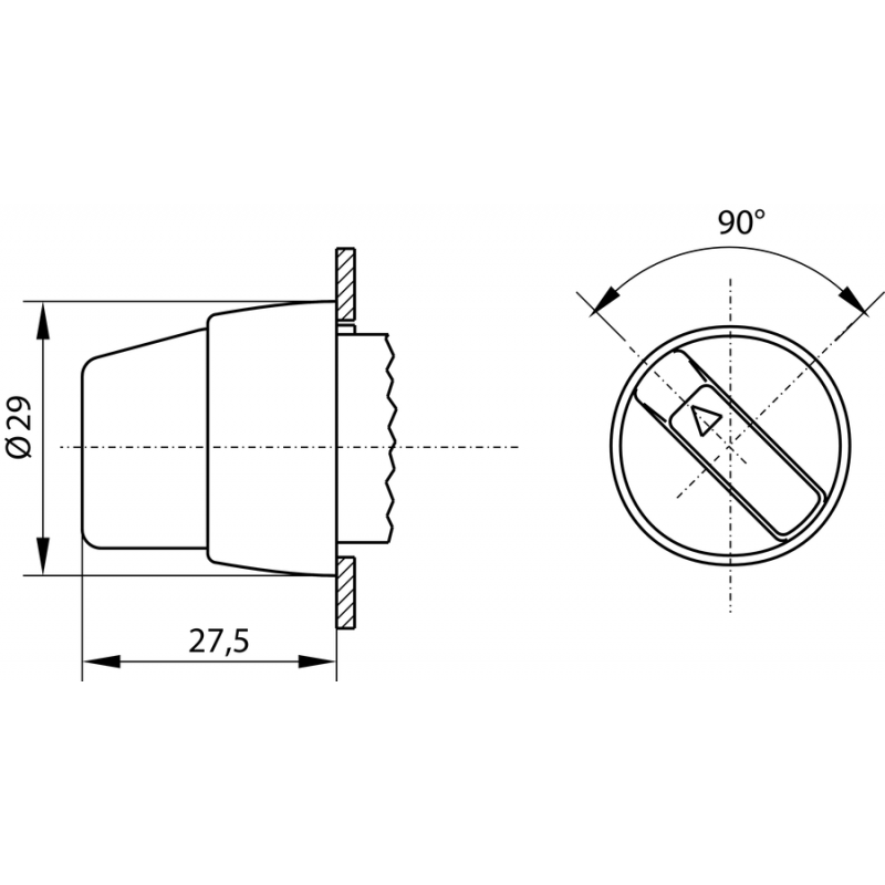 SPAMEL ST22-P.CZ Napęd pokrętny piórkiem dwupołożeniowy P KOD ST22-P.CZ-. 