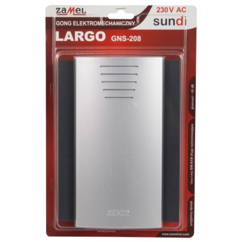 Zamel LARGO GNS-208-CZN Gong dwutonowy BIM-BAM długo wybrzmiewające, 230 V, czarny + srebrny met. Kod SUN10000103 