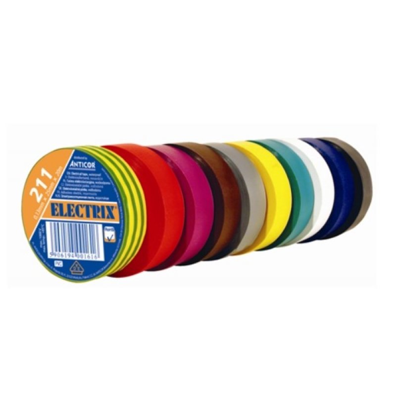 Anticor Electrix 211 Taśma elektroizolacyjna PCW, żółto-zielona 0,13mmx19mx20m Kod PE-2112000-0019020