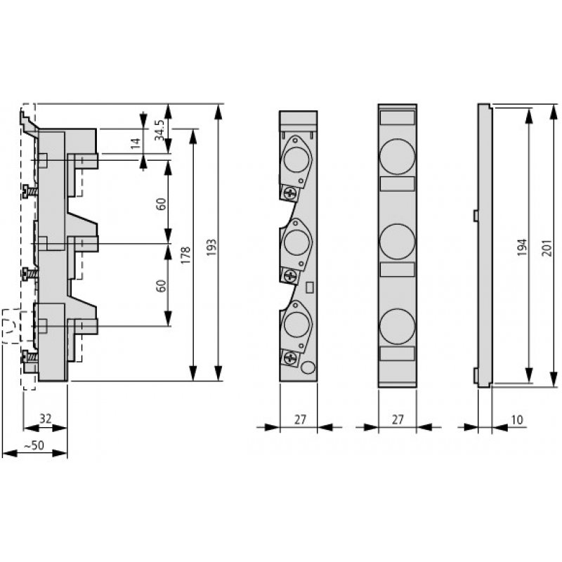 EATON D02-SO/63/3-R-27 Podstawa dla bezpieczników E18 27mm KOD 114315 