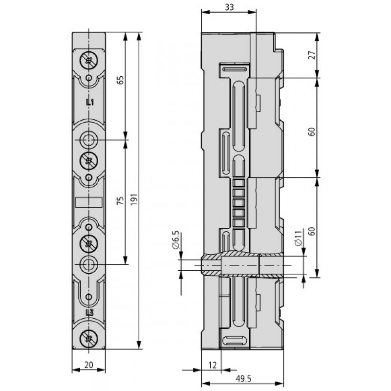 EATON BBS-3/FL Izolator szyn zbiorczych, 3b, do szyn płaskich, KOD 107066 