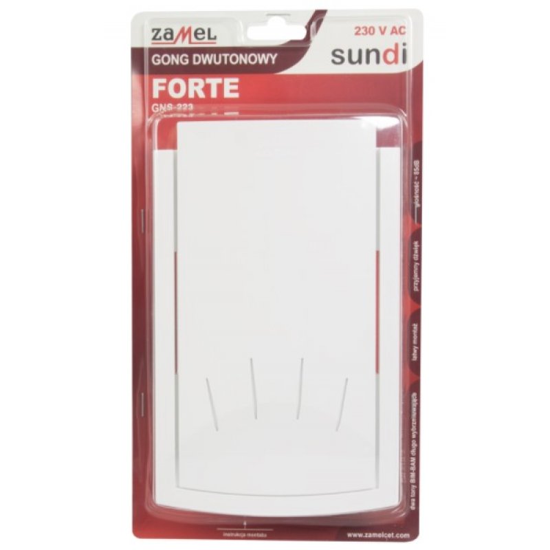 Zamel FORTE GNS-223-BIA Gong dwutonowy BIM-BAM długo wybrzmiewające, 230 V, biały Kod SUN10000108 