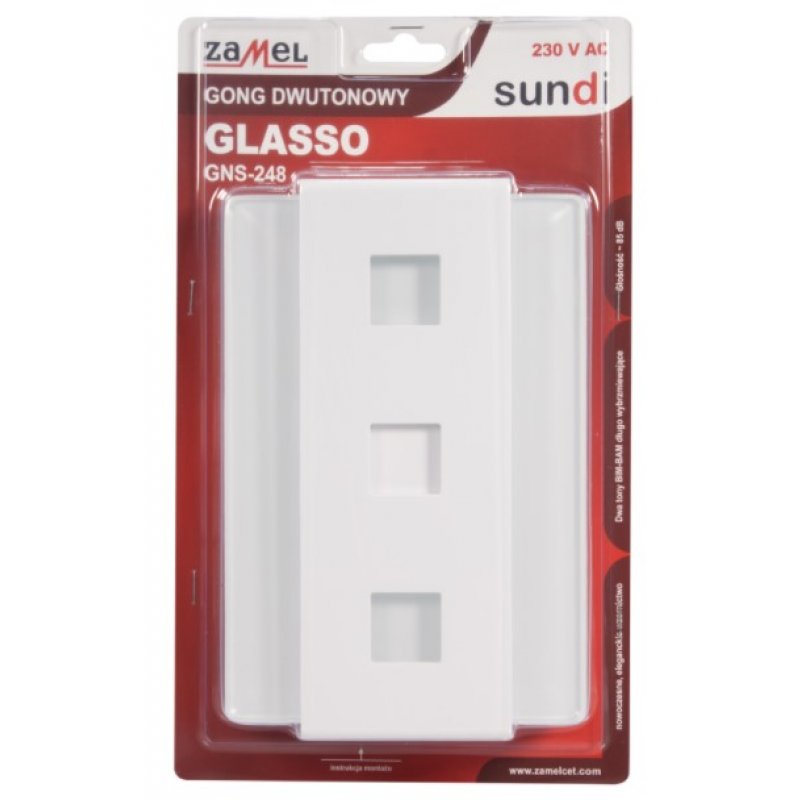 Zamel GLASSO GNS-208-CZN Gong dwutonowy, 230V, biały Kod SUN10000115 