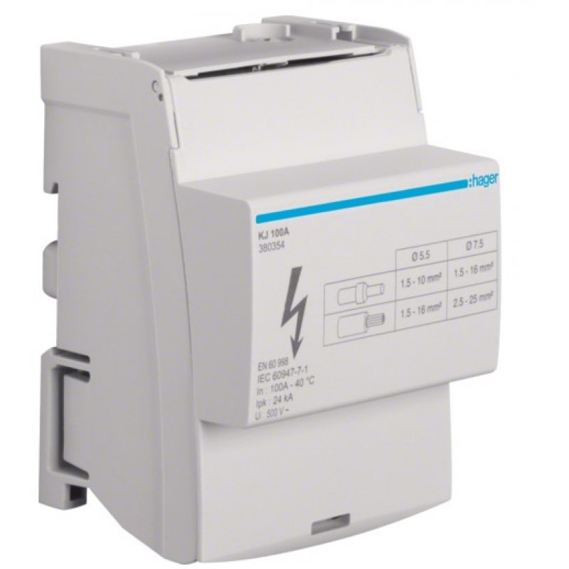 Hager Blok rozdzielczy 4-polowy In=100 A Kod KJ100A