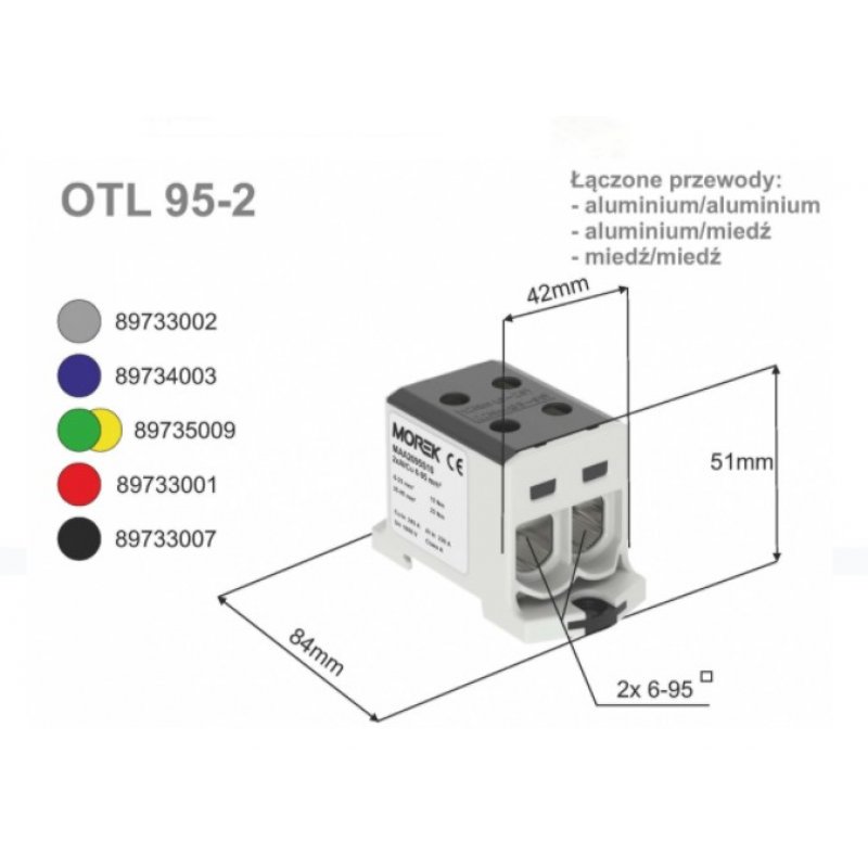 SIMET OTL95-2 Złączka szynowa gwintowa AL/CU/ 6 - 95 mm2 MAA2095B10 niebieski Kod 89734003 