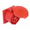 PCE Gniazdo tablicowe proste, 32A, 400V, 5P, IP44, czerwone, KOD 325-6F7